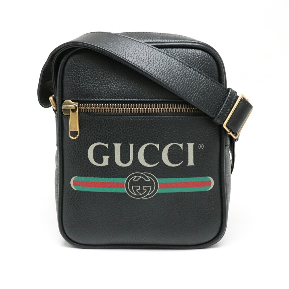 Gucci Gucci Print Messenger Bag Leather Black